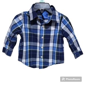 Falls Creek Kids Toddler Boys Plaid Collared Button Down Dress Shirt, Size 12M
